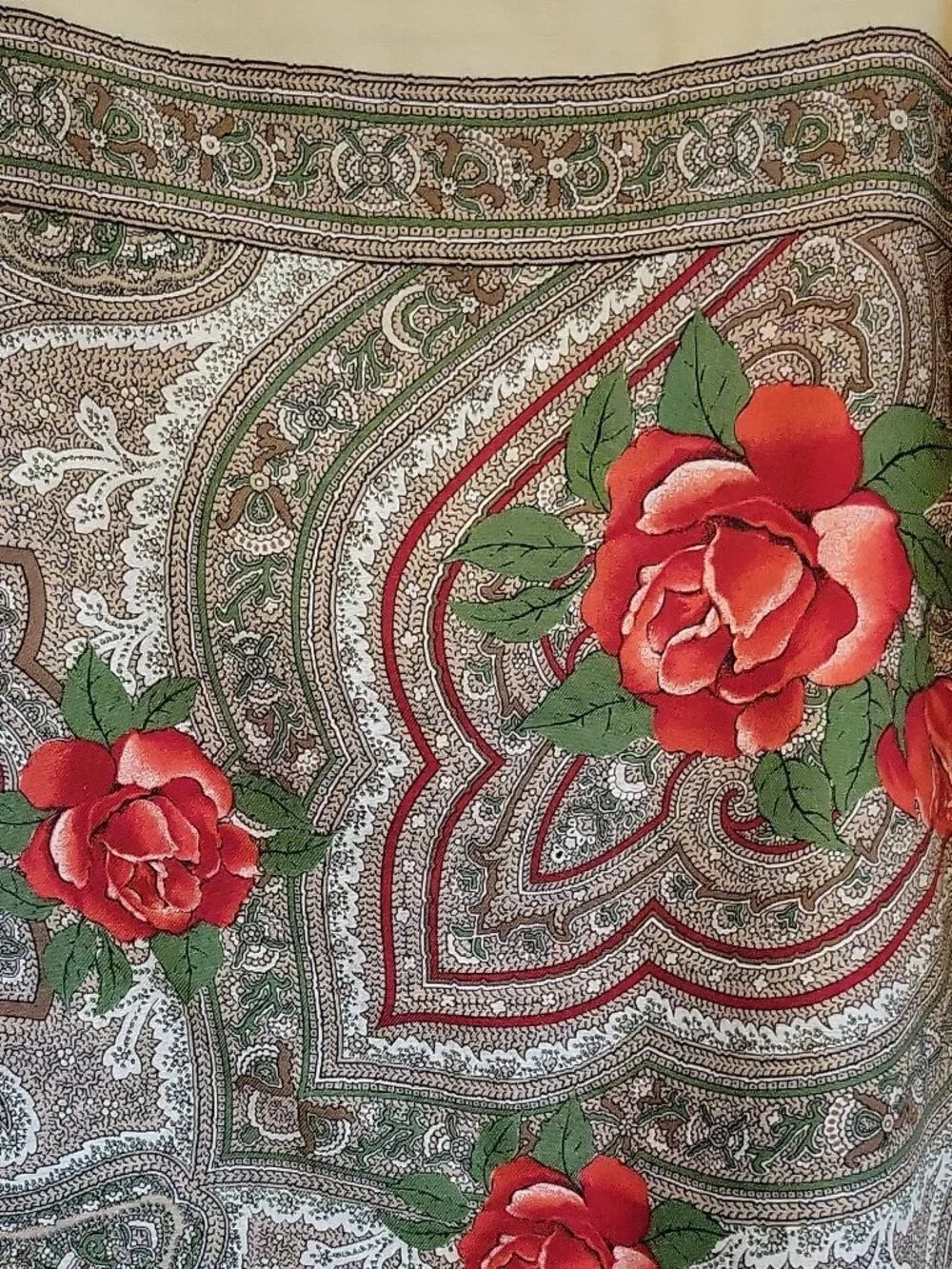 Luca Castellani Women Multicolor Paisley Floral Fringe Scarf Wrap 45